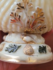 Nice Northwood Custard Glass Nautilus (Argonaut Shell) Hand Painted Sugar