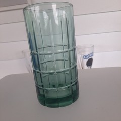 Anchor Hocking Emerald Green Manchester Tartan 16oz Tumbler Vintage Iced Tea Gla