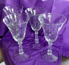 4 Vintage Caprice Cambridge Water Goblets Drape-optic (Swirl) Design 1936-58