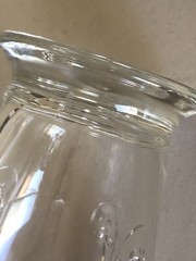 TWO 3D VTG LA ROCHERE EMBOSSED FLEUR DE LIS ROUND ROCKS WATER GLASSES FRANCE 8OZ