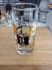 Vintage Highball Cocktail Glass Set of 6 Telephones Through Time Black Gold RARE