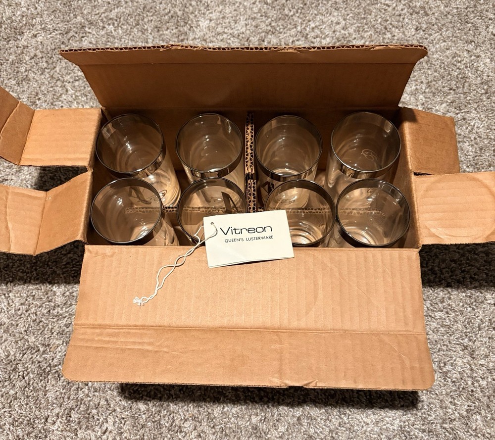 8 Vintage Mid-Century Modern (MCM) Monogrammed Highball Glasses