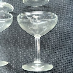 4 Vintage 1950’s Stemed Champagne Coupes With Etched “S” 5”. EUC