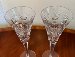 Set of 2 WATERFORD CRYSTAL Millennium Prosperity Wheat Champagne Toasting Flutes