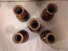 Studio Art Pottery Goblets Wine Brown Tan 5″ Ht Set Of 5