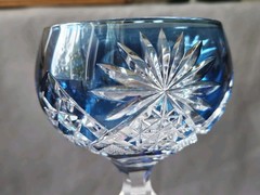 Antique Bohemian Cobalt Blue Glass w/ Zipper Cut Stem 7.5 Inches NM