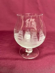 2 Cutty Sark Scotch Whisky Cocktail Brandy Snifter Glass Etched Pair Mint Bar