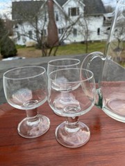 Vintage French Sangria Set, Pitcher + 6 glasses Made in France, VTG Ice Tea Set
