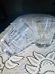 Bayel Double Old Fashioned Glass Vertical Horizontal Cuts 14oz 4in ~ 2 Piece Set
