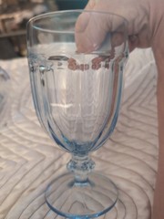 VTG Libbey Duratuff Misty Blue Gibraltar Iced Tea Water Wine Goblets Set of 3