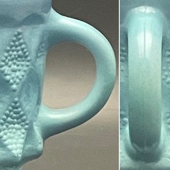 Fire King Blue White Ombre Kimberly Coffee Mug c1960s Made in USA 3.75″tall 8oz