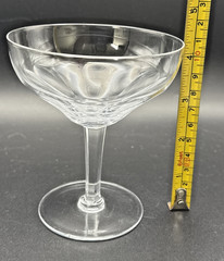 Champagne Coupe Cocktail Glasses 4.25” T Thumbprint Optic Panels Set 4 Hex Stem