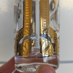 Mid Century HTF Fred Press White Trojan Highball Glass 22k Signed