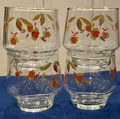 4 Jewel Tea Hall China Autumn Leaf Brockway 9 oz. Tumbler Juice Glasses