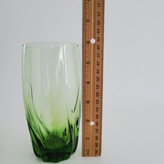 Retro Anchor Hocking Central Park Ivy Green Tumbler Glass Set of 2, MCM USA Made