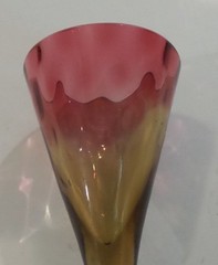 ANTIQUE AMBERINA AMERICAN ART GLASS CORDIAL «INVERTED THUMBPRINT», c. 1880’s