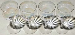 Goblets Vintage Wine Glasses Optic Iridescent Fluted x 4 Smooth Stem