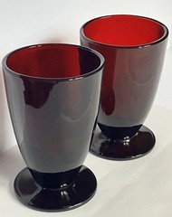 Vintage Ruby Red Glass Tumblers Set (2) 5 Inches