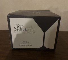 Top Shelf Hand Cut Crystal Graffiti Martini Glasses Set of 4 9 oz