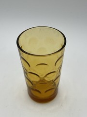 Vintage Hazel Atlas Amber El Dorado Optic Dot Coin Glass Tumbler 5″ Replacement