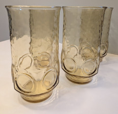 Anchor Hocking Heritage Hill 1970s Honey Gold Glass Tumblers Set Of 4 12oz 5″ H