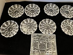 Princess House Bavarian Lead Crystal Coasters Set of 8 Royal highlights +Holder