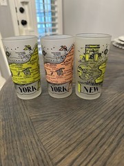 Hazel Atlas New York State Souvenir Frosted Glass Tumblers