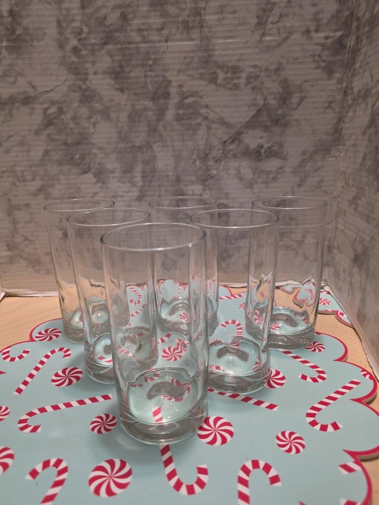 (6) Libbey Glass Tumblers 16 oz. INTUITION Clear Thumb Dimple