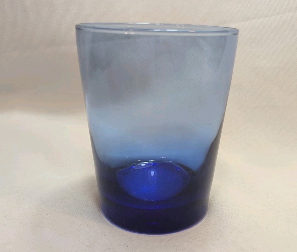 Vintage Libbey 12 oz. Flat Tumbler Lowball Flare Blue Mediterranean