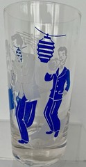 Vtg Set 4 Federal Glass Tumblers Dance Theme: Conga Samba Charleston Minuet