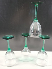 4 Libbey Domaine Green Juniper Water Goblets Set Elegant Clear Floral Stems Lot