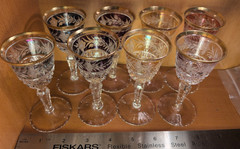 Ebeling & Reuss Marchioness Gold Rim Cut To Clear Crystal Sherry Glass set of 8