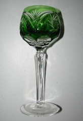 vintage lead crystal GOBLET Bohemia GERMANY GREEN star burst