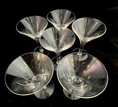 (101) Hoya or Sasaki MCM Cocktail Glasses Handblown THIN & Cut Crystal Set Of 6
