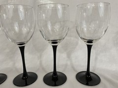 Luminarc France DOMINO SIGNATURE BLACK 8″ Water Stems/Glasses