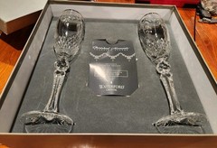 Waterford 2000 CHERISHED MOMENTS PLATINUM RIM CHAMPAGNE TOASTING FLUTES PAIR Box