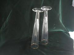 2 CHAMPAGNE WINE TALL THIN TOASTING GLASS GOBLETS GOLDEN RIM TRIM Box06