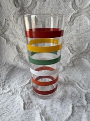 Vintage Mid-Century Modern Glass Hi Ball Stripe Arrows