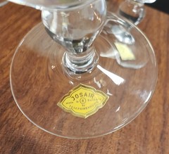 Set of 6 Josair ‘Grail’ Wine Glasses ~5″ Josephinenhütte White Red