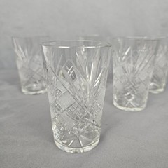 Sparkling Cut Glass Star Burst 6 oz Juice Tumblers – Set of 5