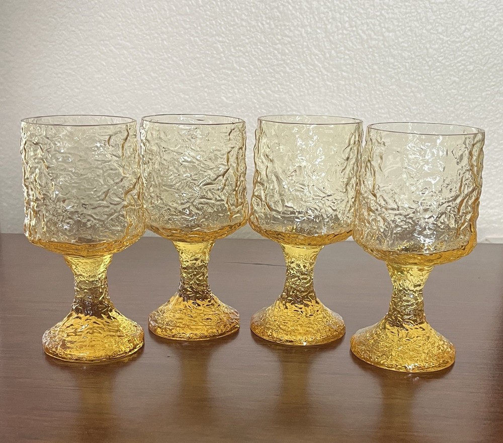 Lenox Wine Glasses Impromptu Yellow 5-5/8” USA Set Of 4