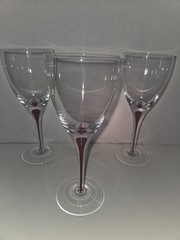 Set of 3 Pre Owned Pier 1 Red Tear Drop filament stemmed 8 3/4″ wine glasses
