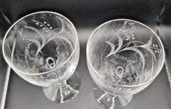 Fostoria Crystal Gray Cut Spring Pattern Water Goblet – set of 2