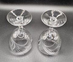Fostoria Crystal Gray Cut Spring Pattern 4 1/2″ Wine Glass – set of 2