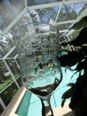 Unknown Maker Clear Panel Optic Grey Cut 10oz Water Goblet UNK1758 Dots Floral