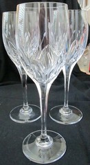 Three (3) Cut, Etched, & Polished 9 1/8″ High Quality, Heavy Crystal Stems