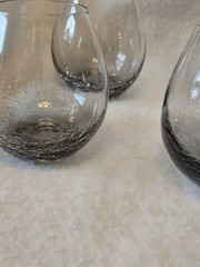 Pier 1 Smoke Gray Crackle Stemless Wine Glasses 4 3/8″ Discontinued Set of 4