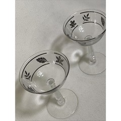 Libbey Silver Leaf Champagne Martini Sherbet Glasses X2 6 oz