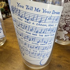 Vtg 50s 8oz Big Top Peanut Butter Song Glasses Gray Mare, Dream, Threads