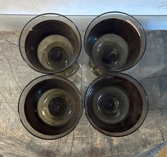 LIBBEY 13oz. Glass Goblets Set Of 4 In The Nova Brown Pattern, USA Vintage